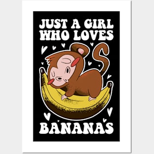 Girl Loves Bananas Funny Banana Gift Posters and Art